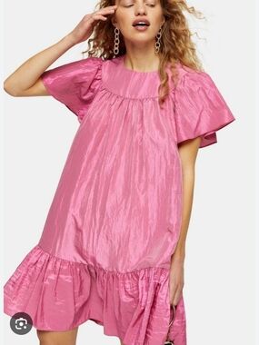 Topshop Hot Pink Dress with Label Detail